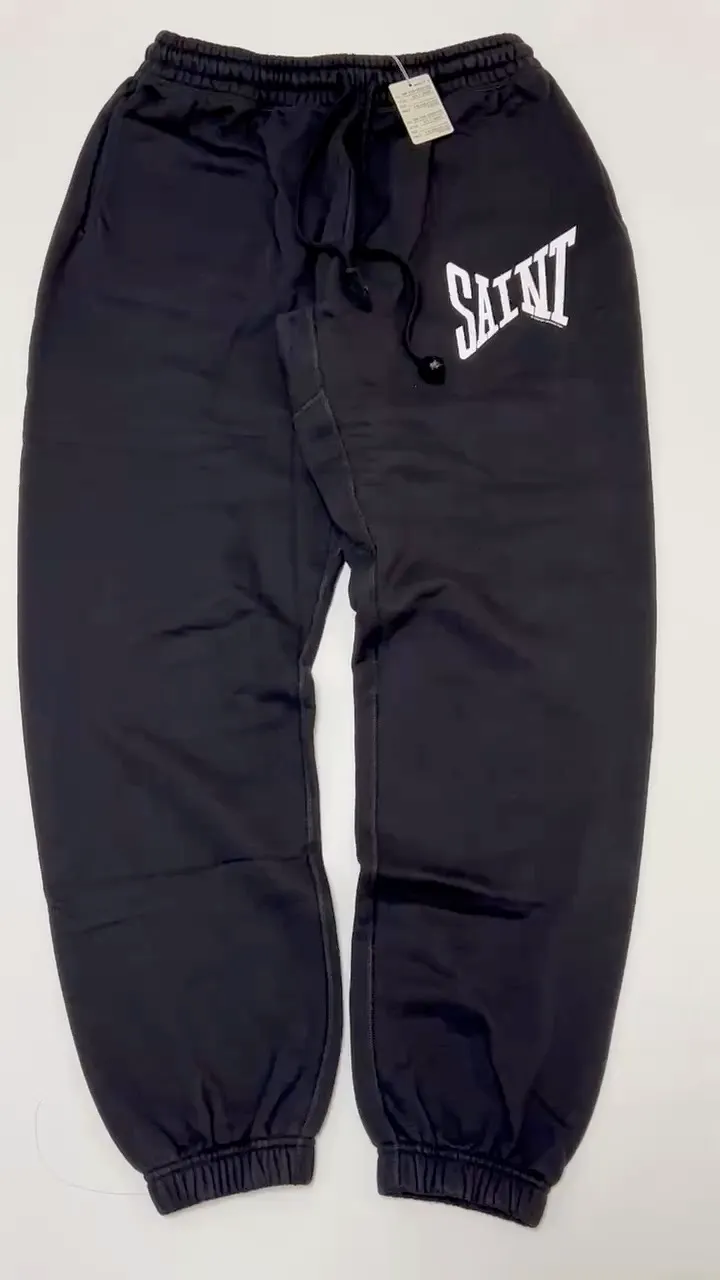 SAINT Mxxxxxx RIBON SAINT Sweat Pants/BLK Basic SAINT LOGO sweatpants Black S-XL God-cut Loose fit Four-needle six-thread boneless sewing Upper body comfortable Original light fleece sweatshirt fabric Original consistent fruit logo/angel logo